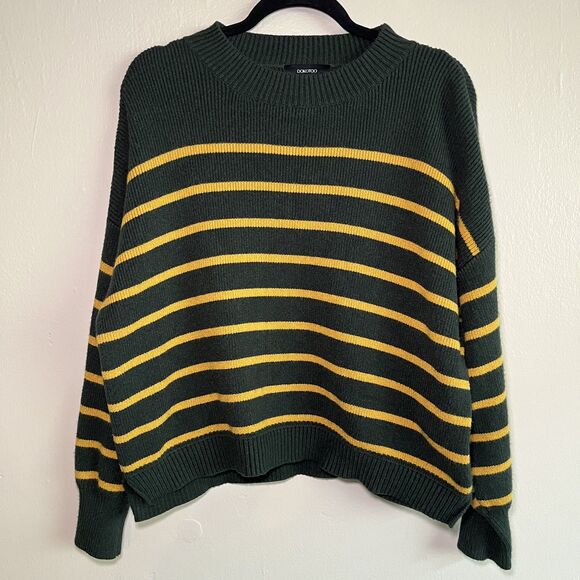 Dark green and yellow stripe sweater - Picture 1 of 3